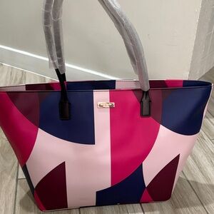 Stylish Pink and Blue Geometric Kate Spade Tote Bag